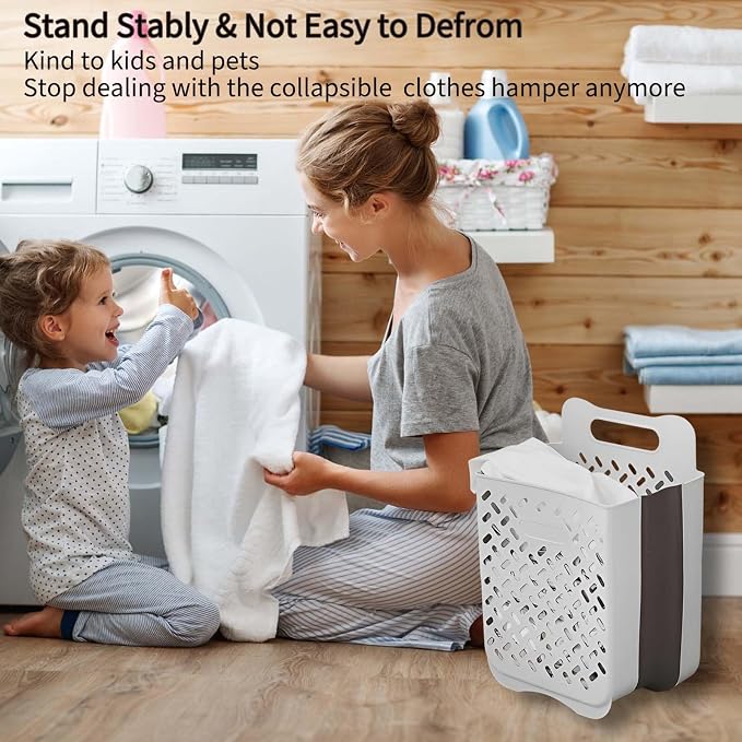 Plastic Collapsible Hanging Laundry Baskets - Image 2