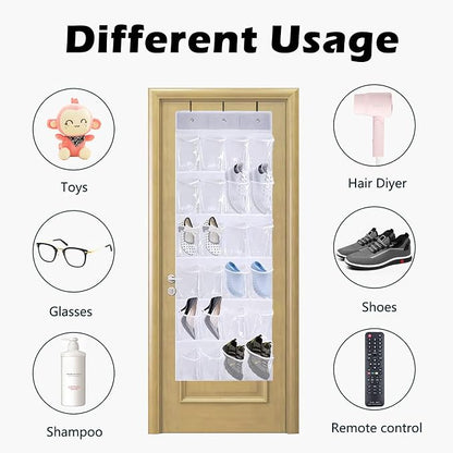 24-Pocket Over-The-Door Shoe Organiser, Folding Hanging Organiser - Image 2