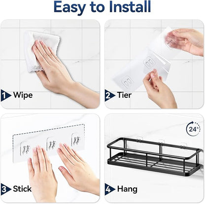 YASONIC Shower Caddy Adhesive, Rustproof Shower Organizer, Large Capacity - Image 8