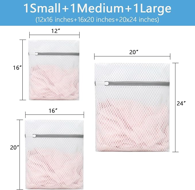 3-Pack Heavy-Duty Honeycomb Mesh Laundry Bags, Washing Bags - Image 2