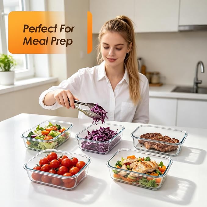 5 Pack 36oz Glass Storage Containers - Image 4