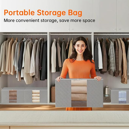 6 Pack Clothes Storage Bags - 90L Blanket Organizers and Storage - Image 5