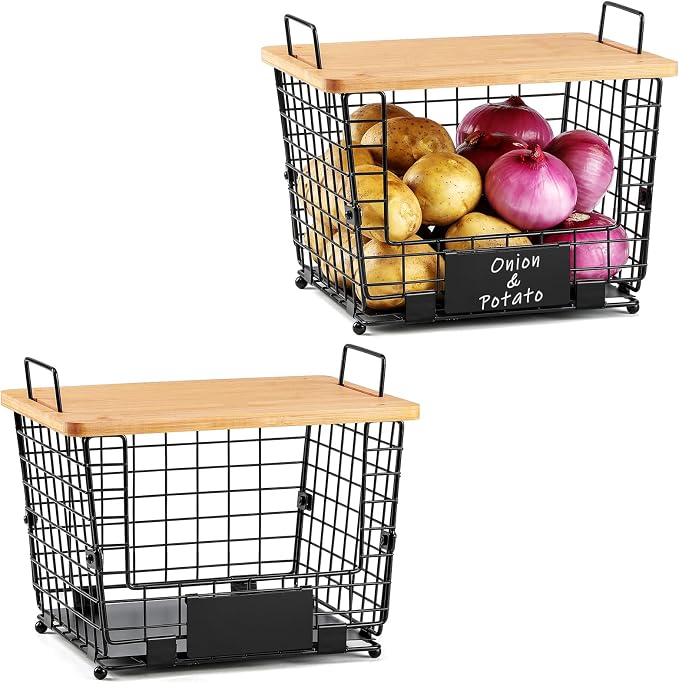 2 Set Large Stackable Wire Basket - Image 8