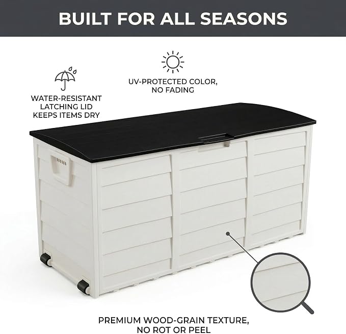 75 Gallon Outdoor Storage Box, 260L Waterproof Resin Deck Box - Image 3