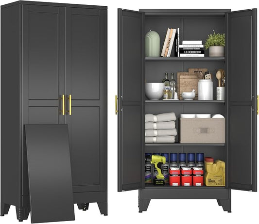 61" Black Metal Storage Cabinet by BAOLIWO