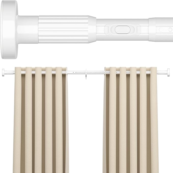AIZESI 41-124 Inch Heavy Duty White Tension Curtain Rod by AIZESITENSIONROD
