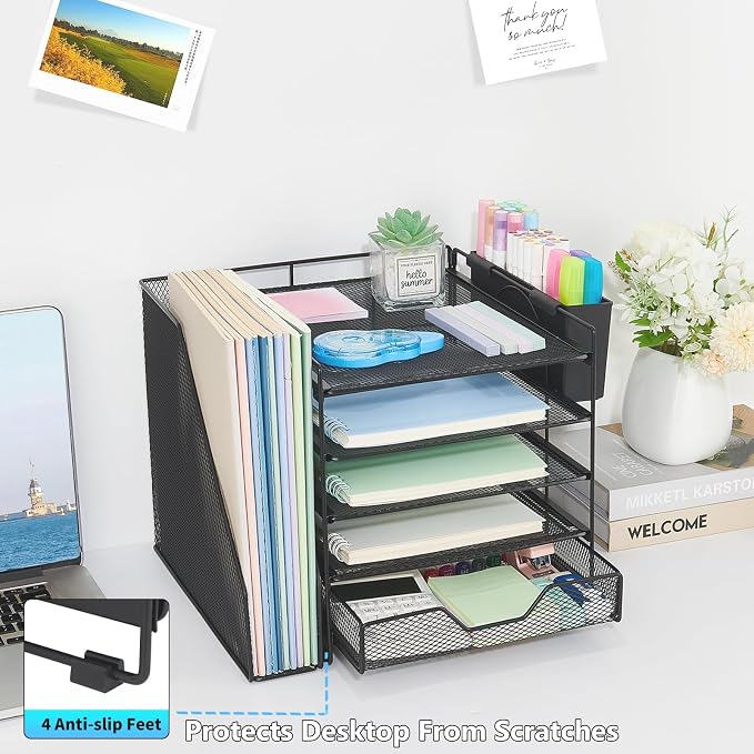 Desk Organizers and Accessories, 5-Tier Paper Letter Tray Organizer - Image 5