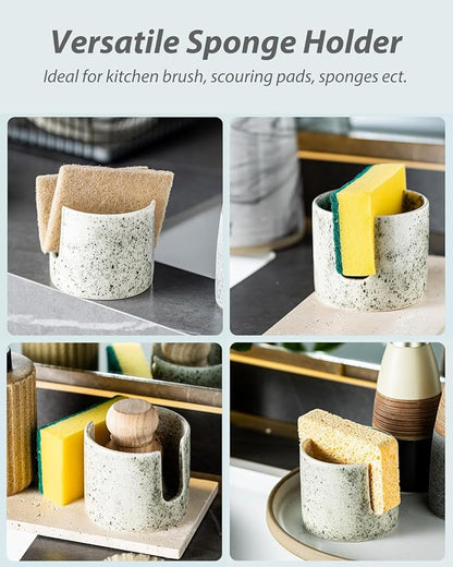 Kitchen Sink Sponge Holder, Dish Sponge Rack Ceramic Brush Holder Farmhouse - Image 4