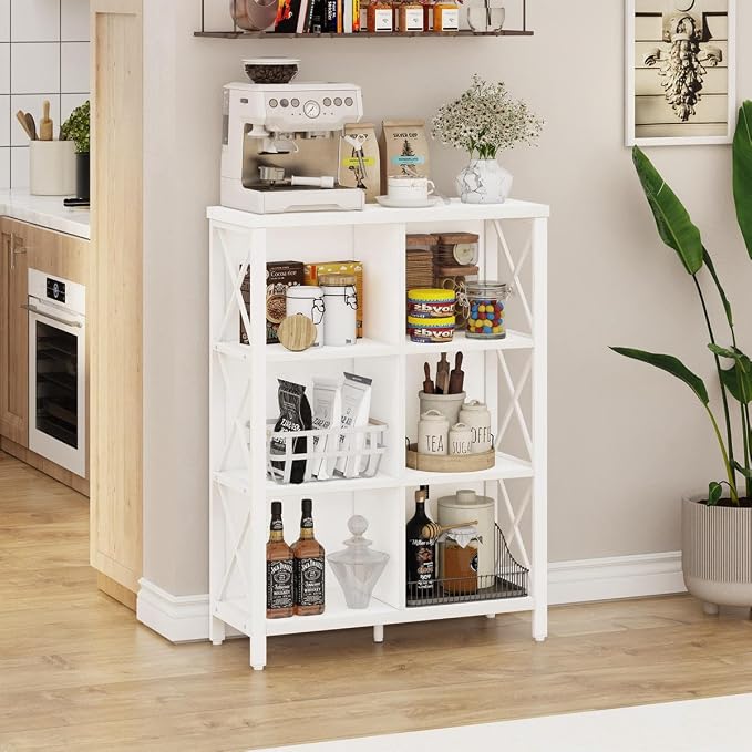 FATORRI 6 Cube Storage Organizer Shelf, Wood and Metal Cubby Bookshelf - Image 8
