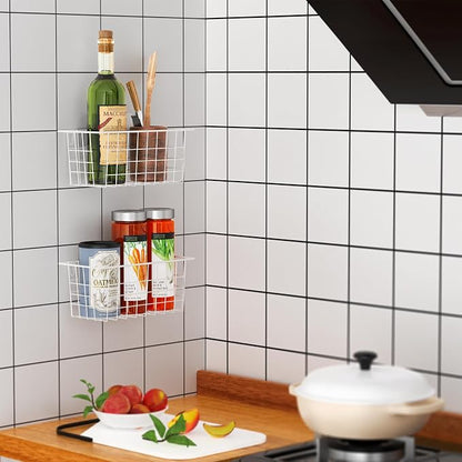 MaraFansie Hanging Wire Baskets Kitchen Storage Basket Adhesive and Screws - Image 4