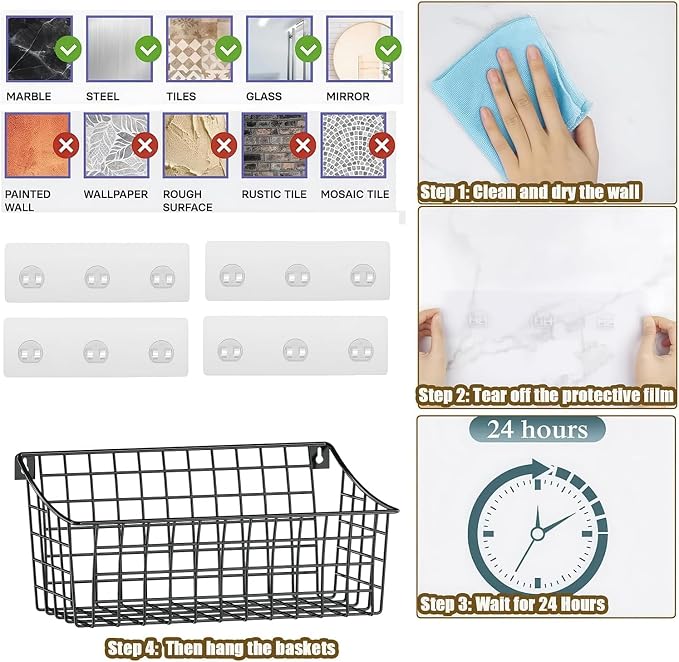 Sonyabecca 4 Pack Hanging Wall Basket - Image 3
