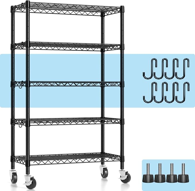 Hodonas Wire Shelving, 1900lbs Capacity 5 Tier Heavy Duty NSF Wire Shelf by Hodonas