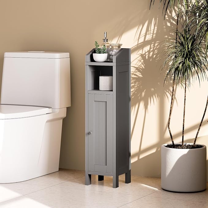 VINGLI Small Storage Corner Floor Cabinet, 7.9" Narrow Toilet Paper Storage - Image 9
