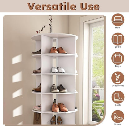6-Tire Round Rotating Shoe Rack, 360°Spinning Shoe Display, Shoe Organizer - Image 5