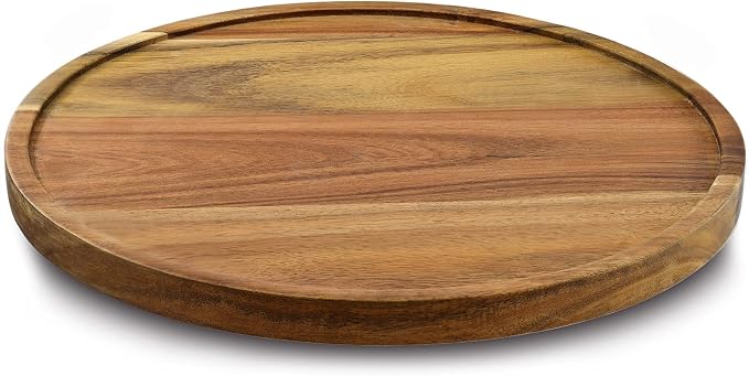 13" Acacia Wood Lazy Susan Organizer Kitchen Turntable by AUAM