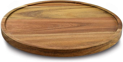 13" Acacia Wood Lazy Susan Organizer Kitchen Turntable by AUAM