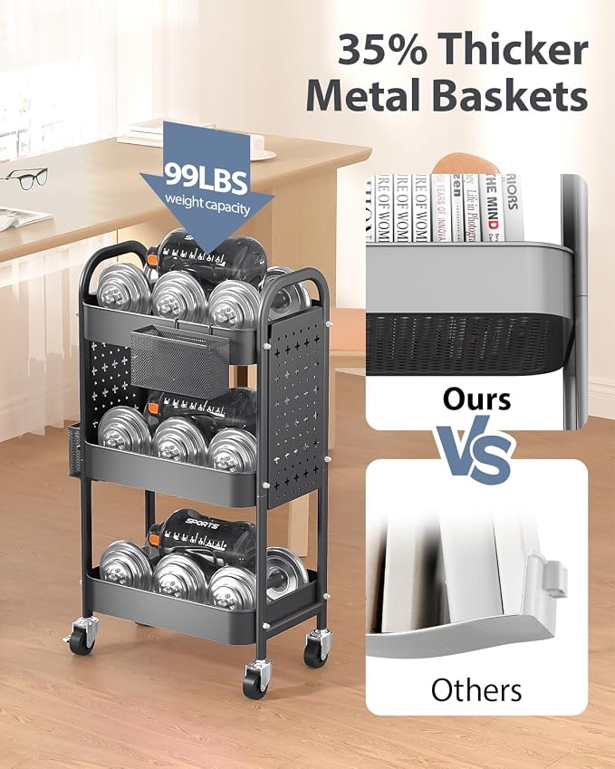 ALVOROG 3 Tier Rolling Cart - Image 3