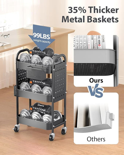 ALVOROG 3 Tier Rolling Cart - Image 3