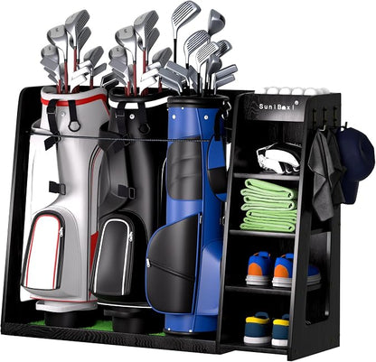 Wooden Golf Storage Organizer for Garage, Premium Golf Bag Holder Rack for by SUNIBOXI
