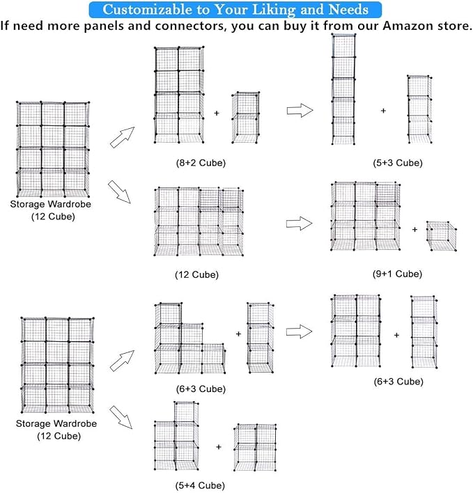UNICOO® 14x14 Inch Multi Use DIY Bookcase & Shelf | Closet Organizers and - Image 6