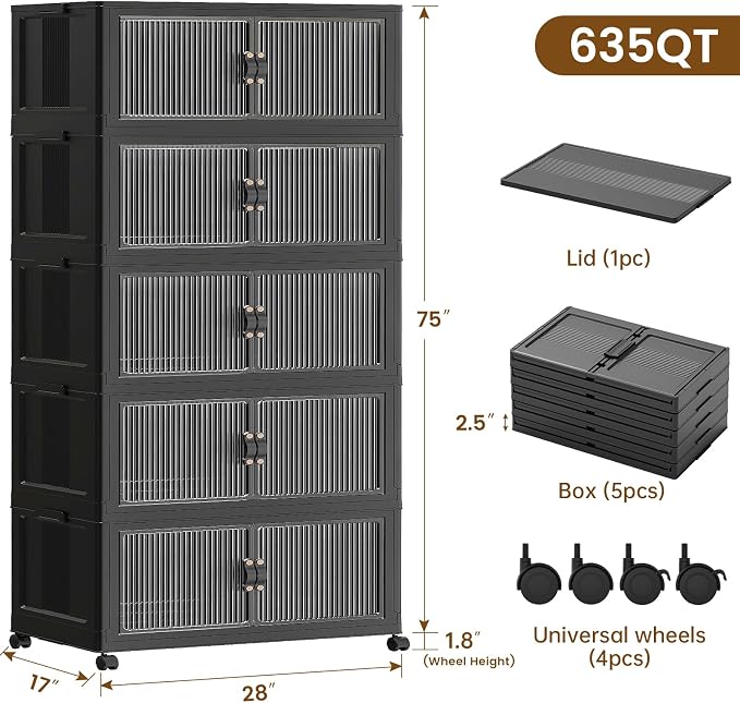 SAILUN 635Qt Extra Large Stackable Storage Bins Folding Collapsible Storage Bins - Image 2