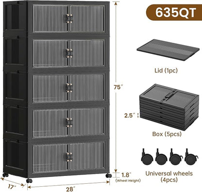 SAILUN 635Qt Extra Large Stackable Storage Bins Folding Collapsible Storage Bins - Image 2