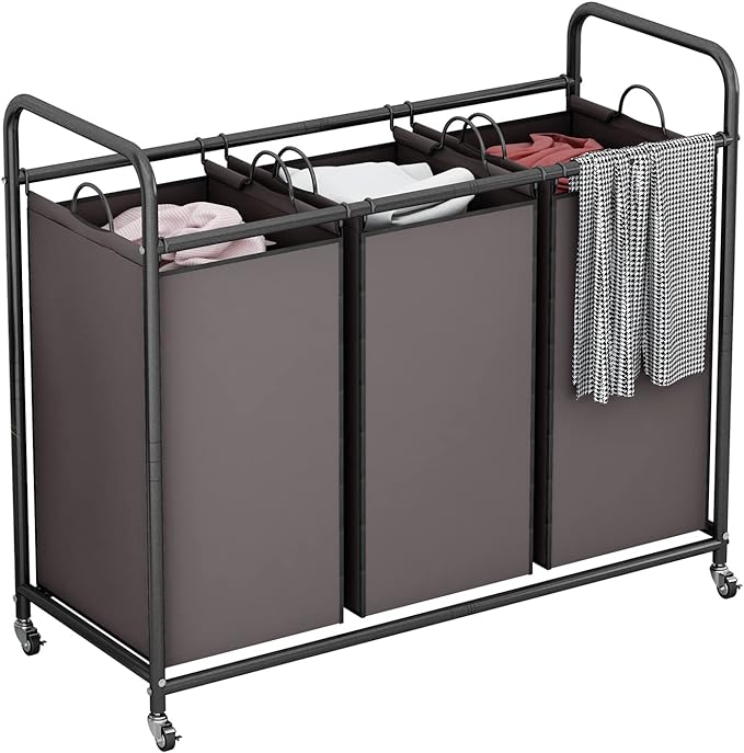 LINZINAR 3-Bag Laundry Sorter, Laundry Hamper Cart by LINZINAR