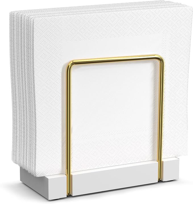 Napkin Holder for Table, Bamboo Iron Standing Napkin Dispenser for Dining Table by Wican