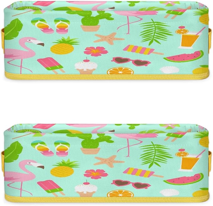 Summer Flamingo Fruits Bathroom Storage Basket, Foldable - Image 8