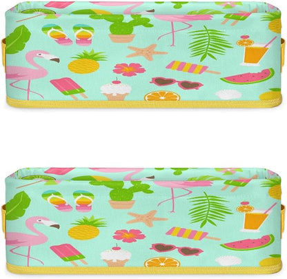 Summer Flamingo Fruits Bathroom Storage Basket, Foldable - Image 8