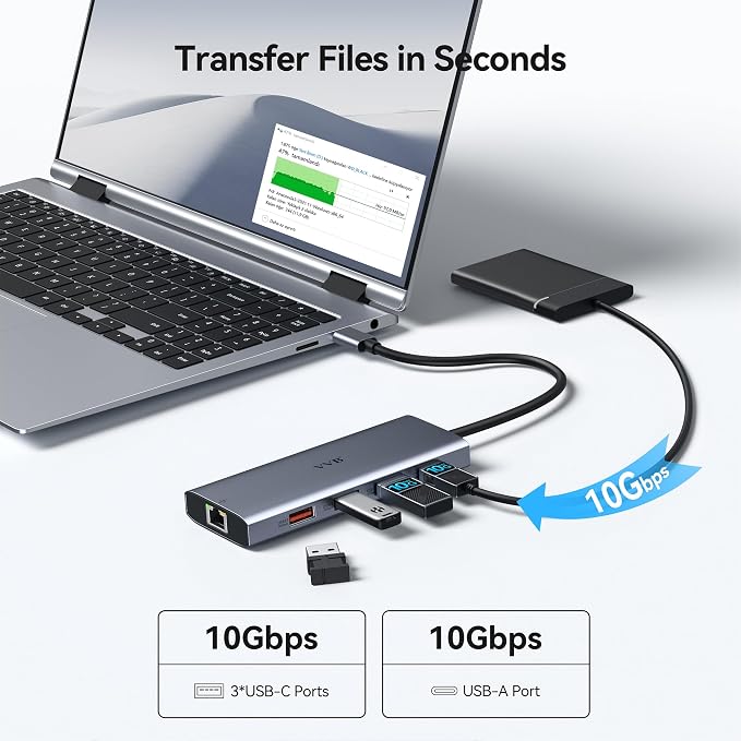Laptop Docking Station 3 Monitors USB C to USB C Hub Dual Monitor Adapter | USB - Image 7