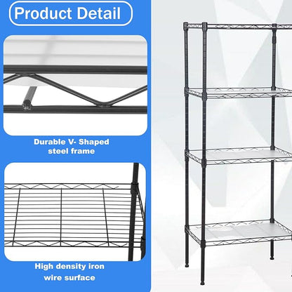 PayLessHere | 4-Tier Wire Shelf | 18"x12"x44" | Black | Adjustable Racks | - Image 4