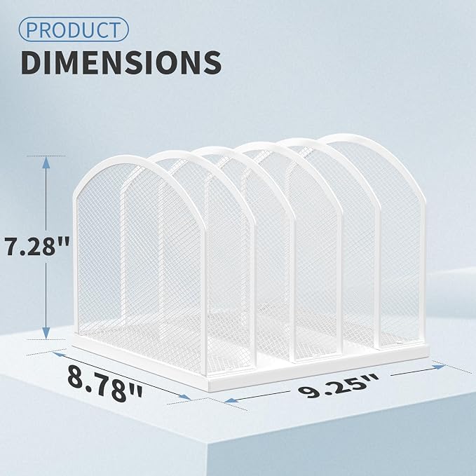 5-Section Vertical Desktop Organizer, 5-Section Mesh File Folder Stand Sorter - Image 2