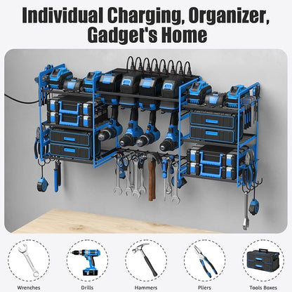 CCCEI Blue Power Tool Organizer Wall Mount, Large Tools and Battery Storage - Image 7