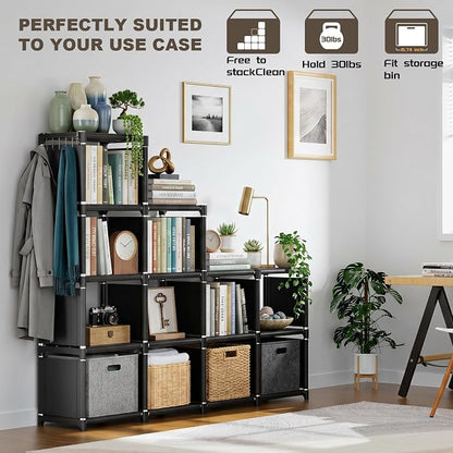 Mavivegue Book Shelf, 12 Cube Storage Organizer, DIY Bookcase, Metal Bookshelf - Image 6