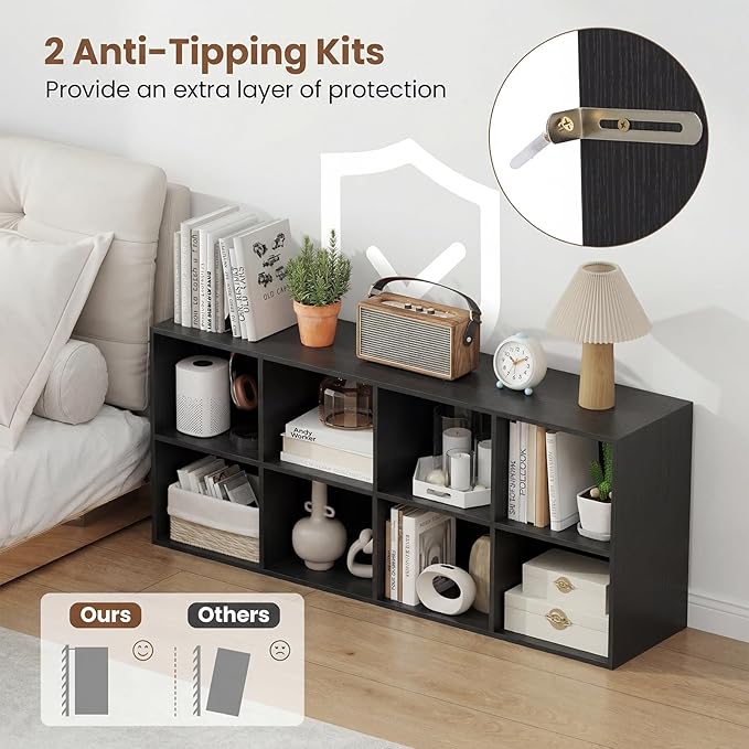 Giantex 8-Cube Bookcase, 3-Tier Cubby Bookshelf, Horizontal Vertical Display - Image 7