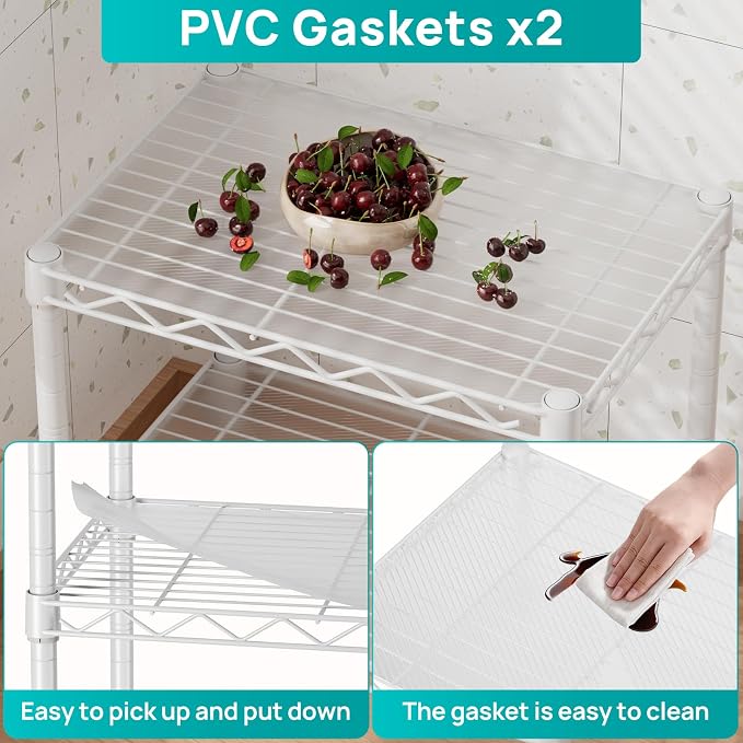 SINGAYE 2 Small Shelves Kitchen Storage Shelf Wire Shelving Unit Metal Shelf - Image 4