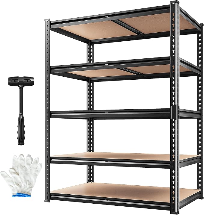 REIBII 2020LBS Storage Shelves 5 Tier Garage Shelving Heavy Duty, Adjustable by REIBII