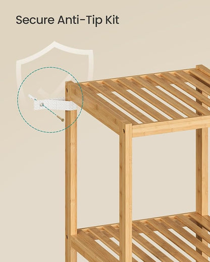 SONGMICS Bamboo Storage Shelf, 5-Tier Shelving Unit, in the Entryway, Living - Image 6