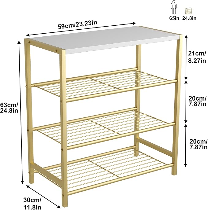 HOMEFORT 4-Tier Shoe Rack, Shoe Storage Shelf, Industrial Shoe Tower, Narrow - Image 3