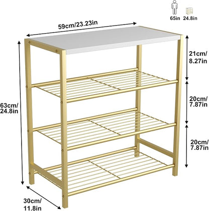 HOMEFORT 4-Tier Shoe Rack, Shoe Storage Shelf, Industrial Shoe Tower, Narrow - Image 3