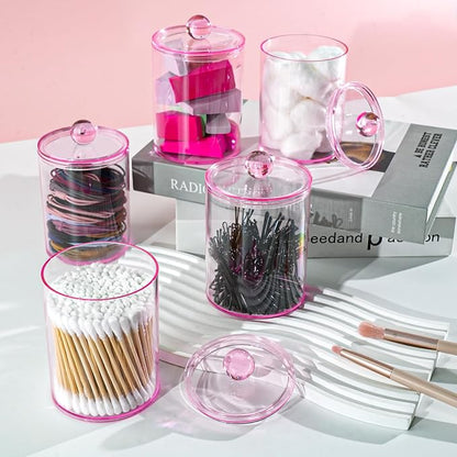 6 Pack Qtip Holder, Canister Apothecary Jar Set, Bathroom Jars - Image 5