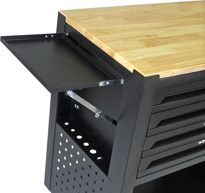 36" Tool Box with Wheels 4 Drawers Rolling Tool Cart, Wooden Top Workbench - Image 7