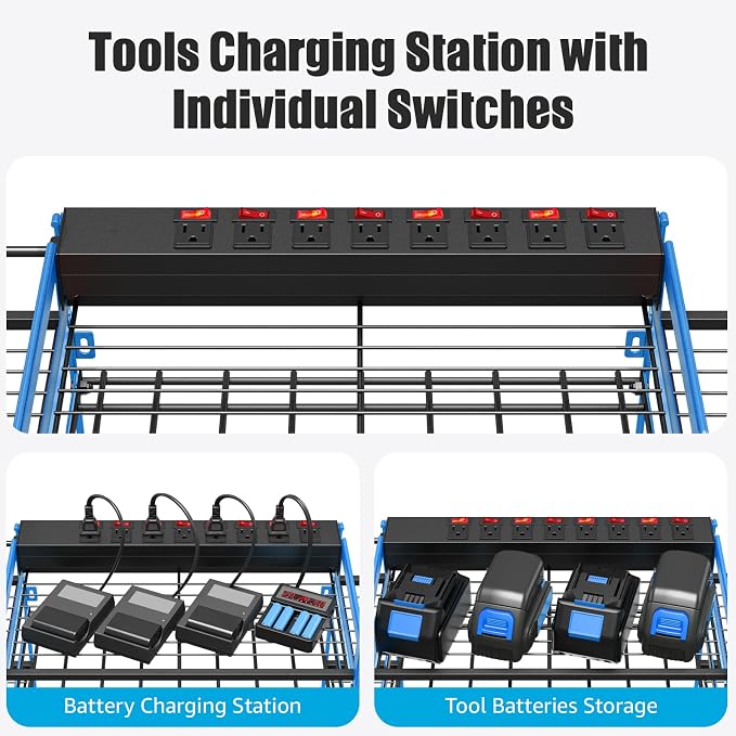 CCCEI Blue Power Tool Organizer Wall Mount, Large Tools and Battery Storage - Image 2