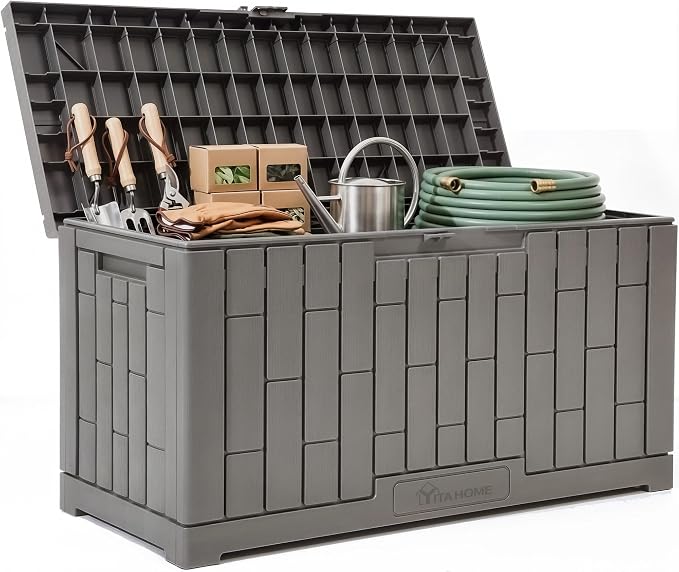 YITAHOME 60 Gallon Outdoor Storage Box, Waterproof Resin Deck Box by YITAHOME