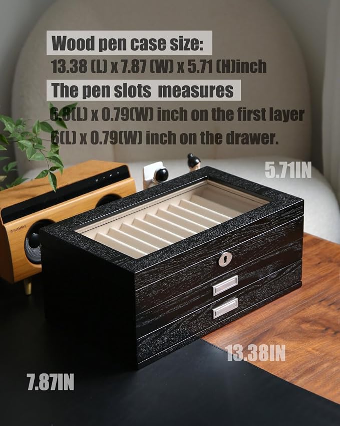 wood pen display case 36 slot Fountain pen Box storage Organizer - Image 4