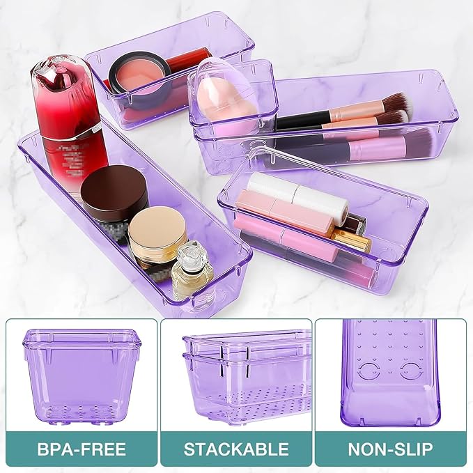13 PCS Drawer Organizer Set, 5 Varied Size Bathroom and kitchen Drawer cabinet - Image 3