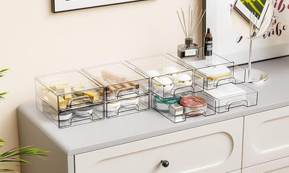 12 Pack Clear Stackable Storage Drawers, 2.2'' Acrylic Drawer Organizers - Image 2