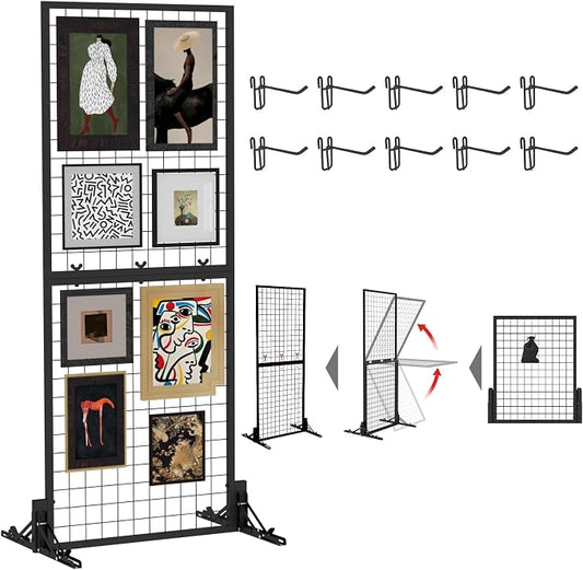 Grid Wall Display Panel Heavy-Duty Foldable, 2ft x 6ft Black Wire Wall Grid by Weareblasincgridpanelwall
