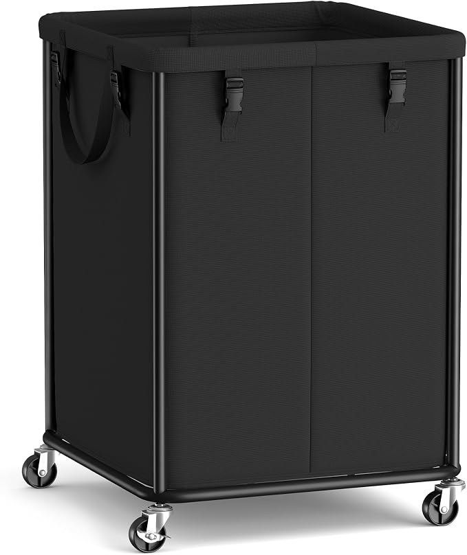 SONGMICS Laundry Basket with Wheels, Rolling Laundry Hamper with Steel Frame by Unknown